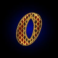 vector golden and red letter 0 N2