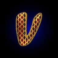 vector golden and red letter v N2