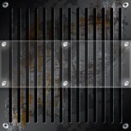 mirror label metallic grille rusty background
