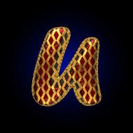 vector golden and red letter u