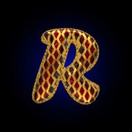 vector golden and red letter r