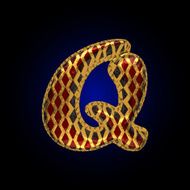 vector golden and red letter q N2