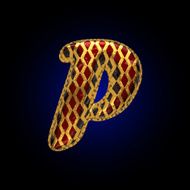 vector golden and red letter p N2