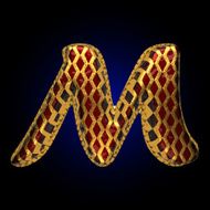 vector golden and red letter m