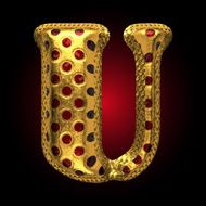 vector golden and red letter u N2