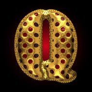 vector golden and red letter q N3