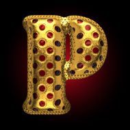 vector golden and red letter p N3