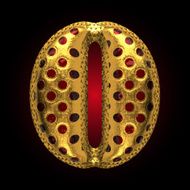 vector golden and red letter o
