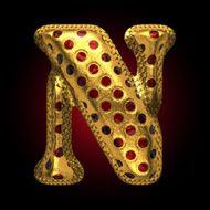 vector golden and red letter n N2