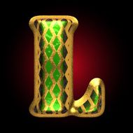 vector golden and green letter l