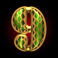 vector golden and green letter 9 N2
