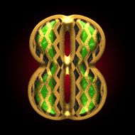 vector golden and green letter 8 N2