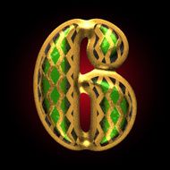 vector golden and green letter 6 N2
