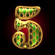 vector golden and green letter 5 N2