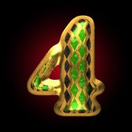 vector golden and green letter 4 N2