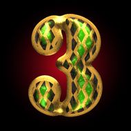 vector golden and green letter 3 N3