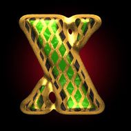 vector golden and green letter x N3