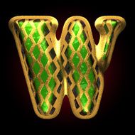 vector golden and green letter w N2