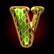 vector golden and green letter v