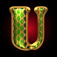 vector golden and green letter u N2
