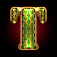 vector golden and green letter t N2