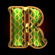 vector golden and green letter r N2