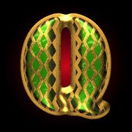 vector golden and green letter q N3