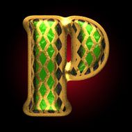 vector golden and green letter p