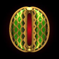 vector golden and green letter o