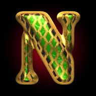 vector golden and green letter n N2