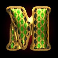 vector golden and green letter m N2