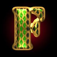 vector golden and green letter f N2