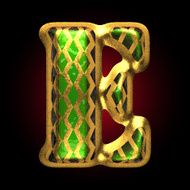 vector golden and green letter e N2