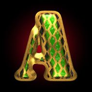 vector golden and green letter a N2