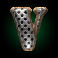 vector metal and wood figure v