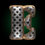 vector metal and wood figure e