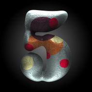 vector colored clay letter 5 N5