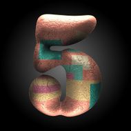 vector colored clay letter 5 N6