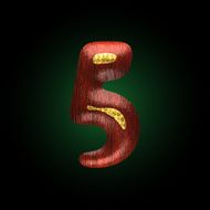 vector golden figure with red wood N6