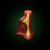 vector golden figure with red wood N7