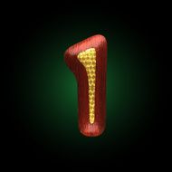 vector golden figure with red wood N10