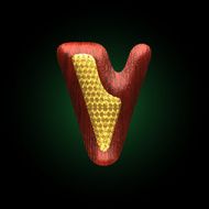 vector golden figure with red wood N15
