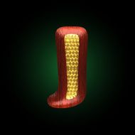vector golden figure with red wood N26