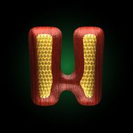 vector golden figure with red wood N28