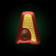 vector golden figure with red wood N35