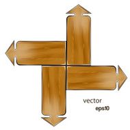 Arrows wooden on a white background Vector