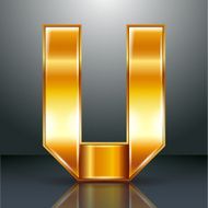 Letter metal gold ribbon - U