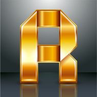 Letter metal gold ribbon - R
