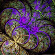 Beautiful fractal flower in green and purple
