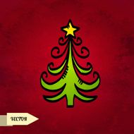 Holiday card with sketch Christmas tree N2